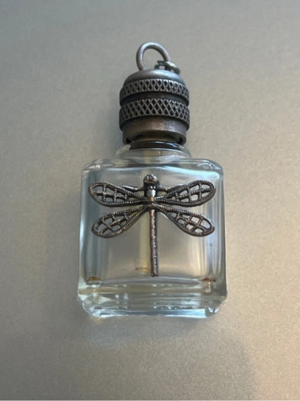Vintage glass/silver miniature perfume charm